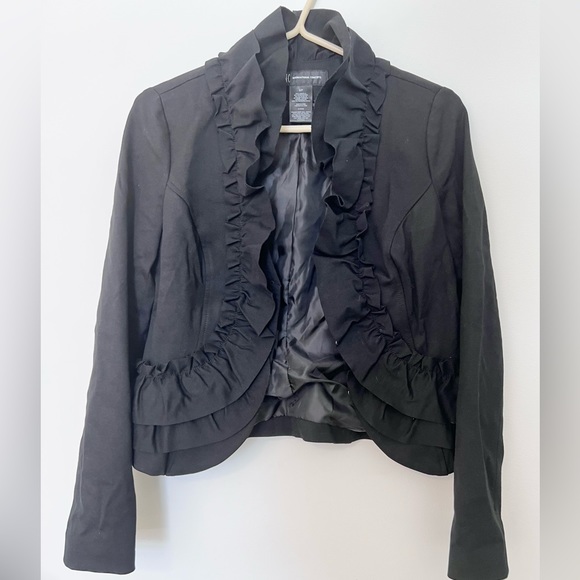 New With Tags ruffled blazer jacket black Size Small - Picture 8 of 8